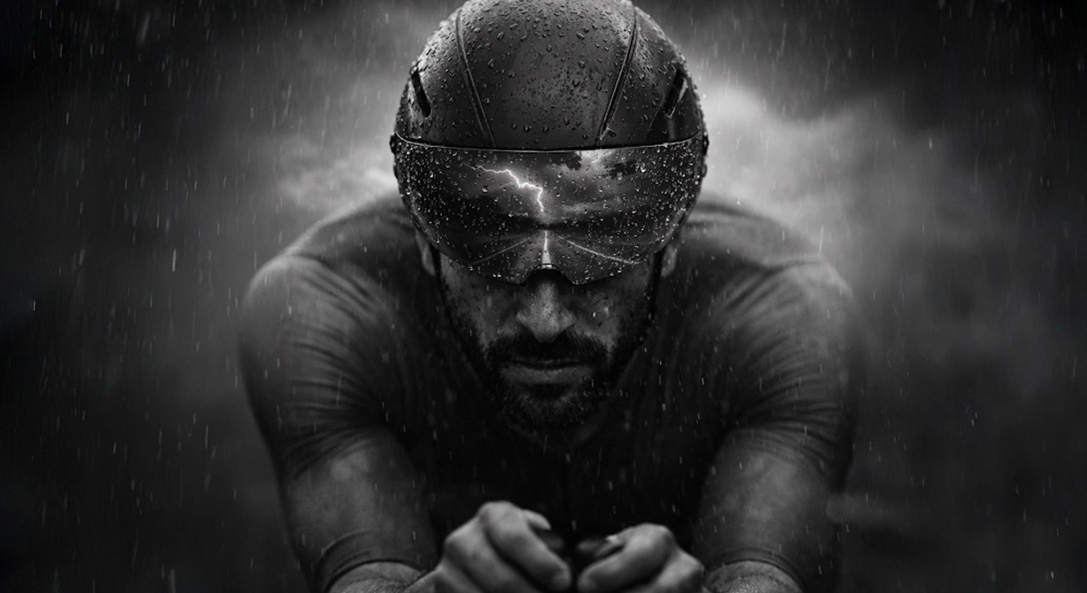 A runner crossing the finish line in triumph